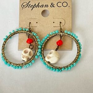 Stephan & Co jewelry turquoise and tone dia de los muertos earrings